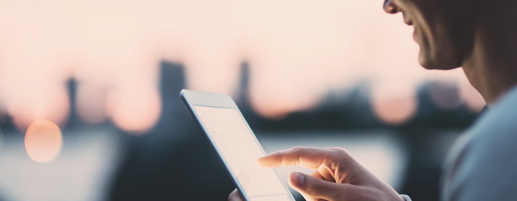 Man looking at his ipad